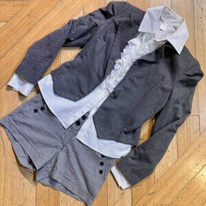 Vtg 90s Y2K tailored cropped blazer preppy Victorian equestrian academia goth M